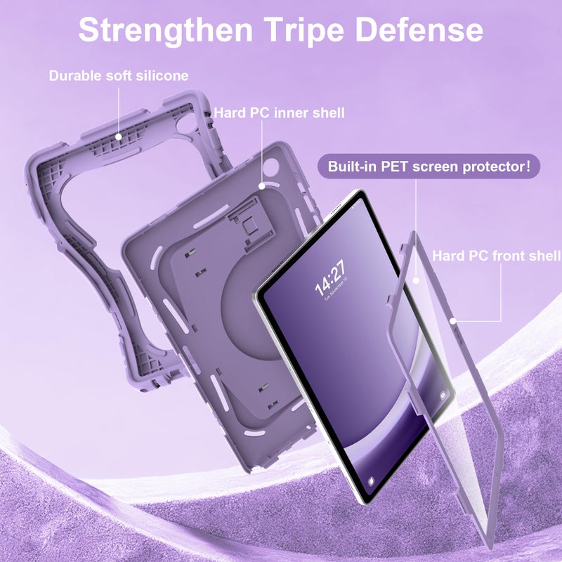 Rantice Heavy Duty Shockproof Case for Samsung Galaxy Tab A11+ & A9+ 11 Inch Tablet | Includes Screen Protector & Larger Kickstand | 3-Layer Protective Cover for Tablet A11 Plus/A9 Plus, Purple - Image 4