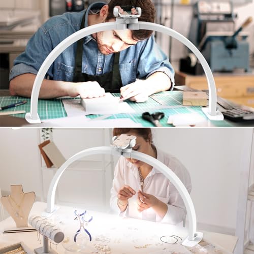 SLYFTE Premium Large Half Moon LED Light for Nail Tech, Foldable Arch Light for Nail Desk Lamp with Phone Stand Perfect for Manicure Handicraft Lighting (White, Large) - Image 5