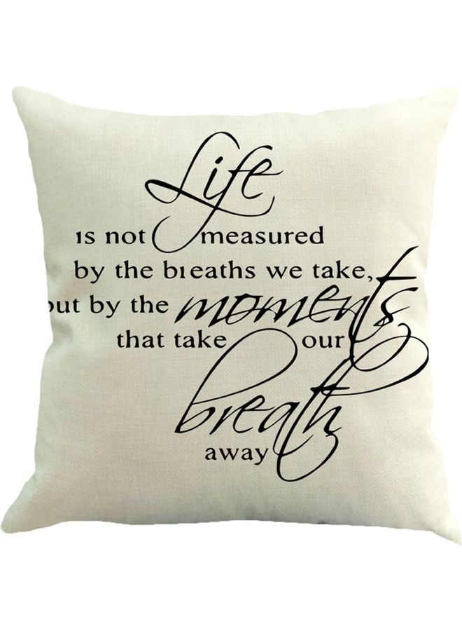 NIBEMINENT Quote Printed Cushion Cover White/Black 45x45cm