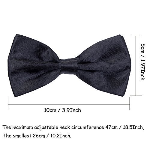 Kajeer Boys Children Formal Bow Ties - 6 Pack of Solid Color Adjustable Pre Tied Bowties(Black) - Image 4