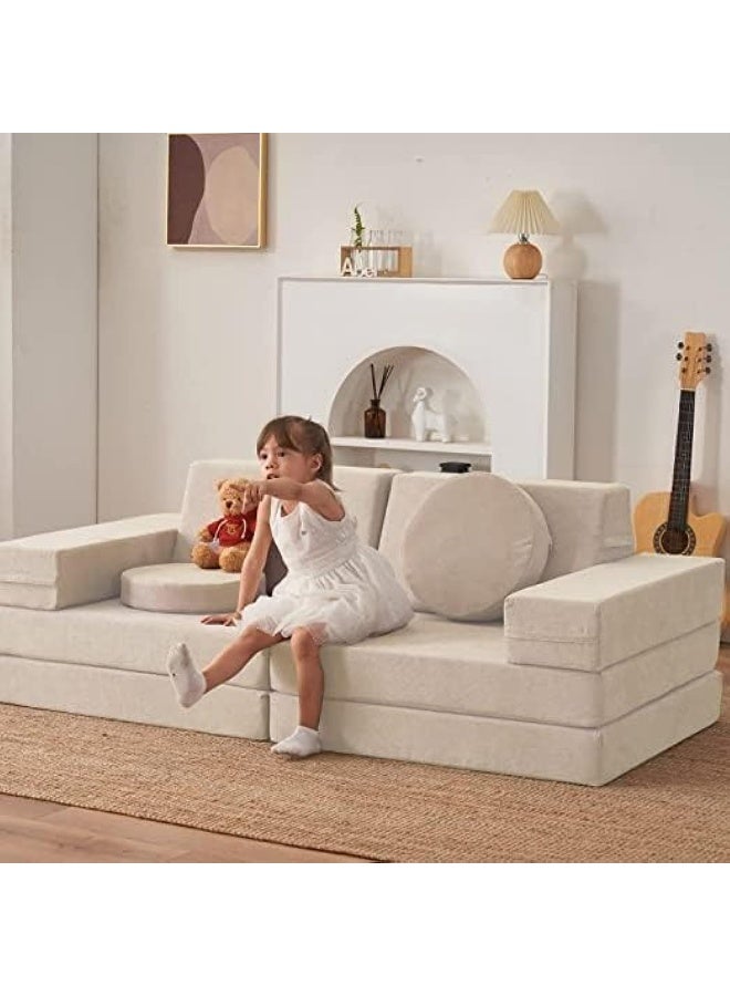 Poppins Home Poppins HOME Furniture Kids Couch Play Couch 10pcs Sofa Set (Sand Beige)  - Image 1