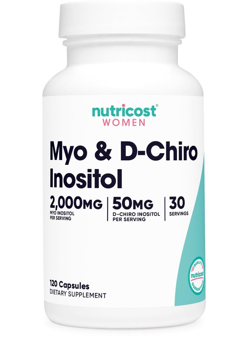 Nutricost Women Myo & D-Chiro Inositol 2000 mg – Inositol Combination Dietary Supplement – Vegetarian, Non-GMO, Gluten-Free – 120 Capsules - Image 1