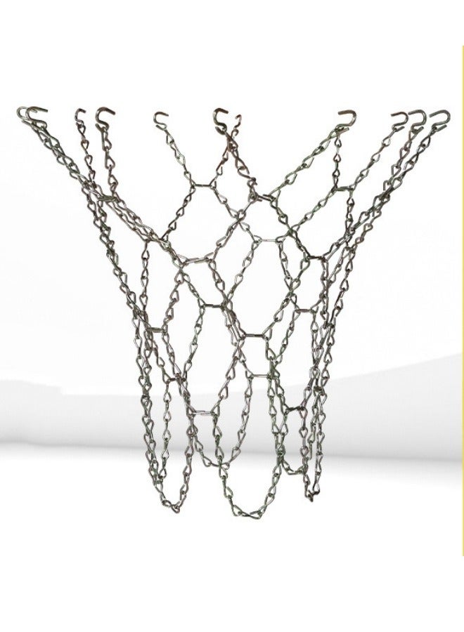 COYO شبكة كرة سلة من الفولاذ المجلفن عالي التحمل، تناسب الحافة القياسية الداخلية والخارجية، مقاومة لجميع الأحوال الجوية، 21 بوصة - Image 1