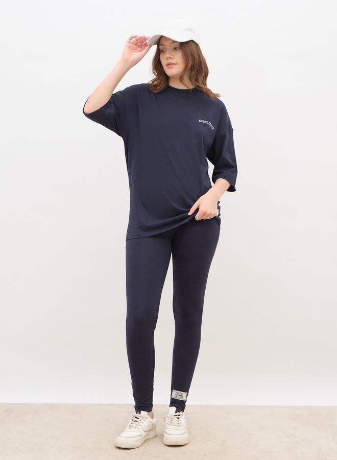 Styli Oversized Slogan T-Shirt and Leggings Co-Ords - Image 1