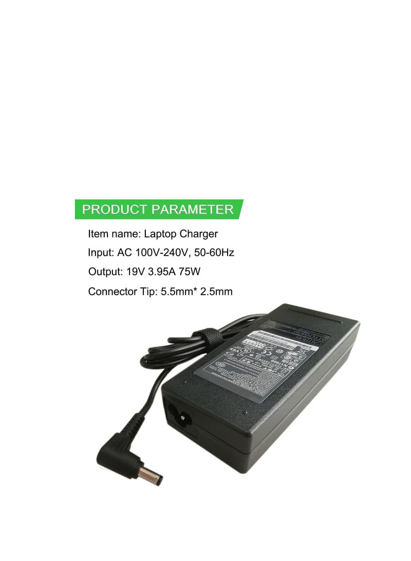 Terabyte 19 V 3.95 A 75 W 5.5 mm x 2.5 mm Adapter Power Supply Charger Replacement for Toshiba Satellite L700 L600 M801 PA-1750-09 FA105 U305 P205 - Image 2