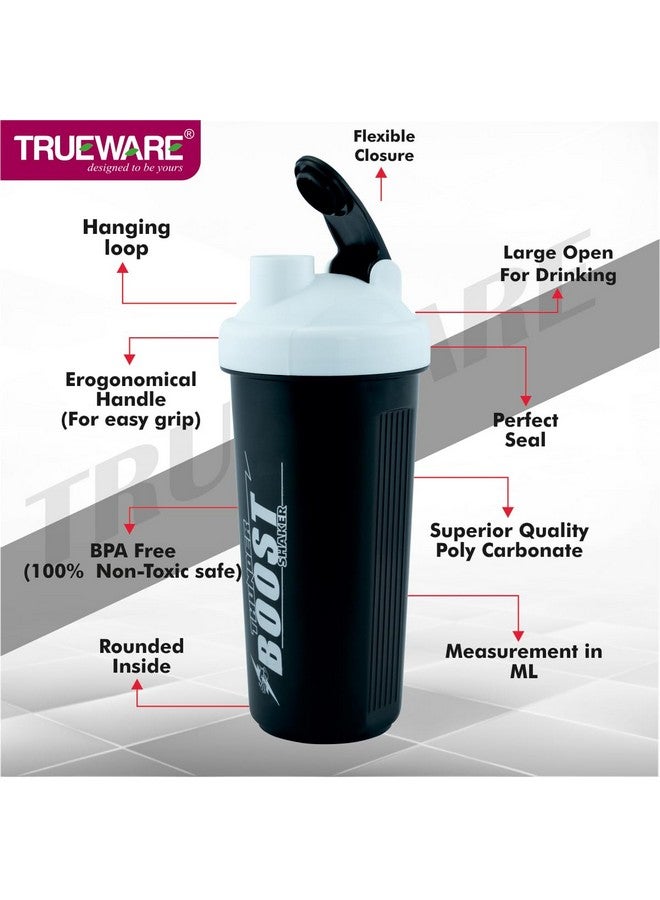 Trueware Trueware Blender Boost Gym Shaker With Lighting Fast Blending Technology | Plastic | 700 ML | White | Leak Proof | Ideal for Protein | Preworkout and BCAAs | Ideal Workout Blender for Fitness Lovers - Image 3