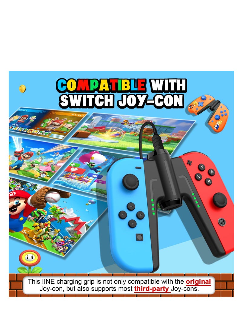 IINE Joy-con Charging Grip, Compatible with Nintendo Switch/ OLED, Switch Joy-Con Controller Charger with Indicators, Portable Joy-con Charging Grip with 1PC 1.5m Type-c Cable, Slide Design - Image 4