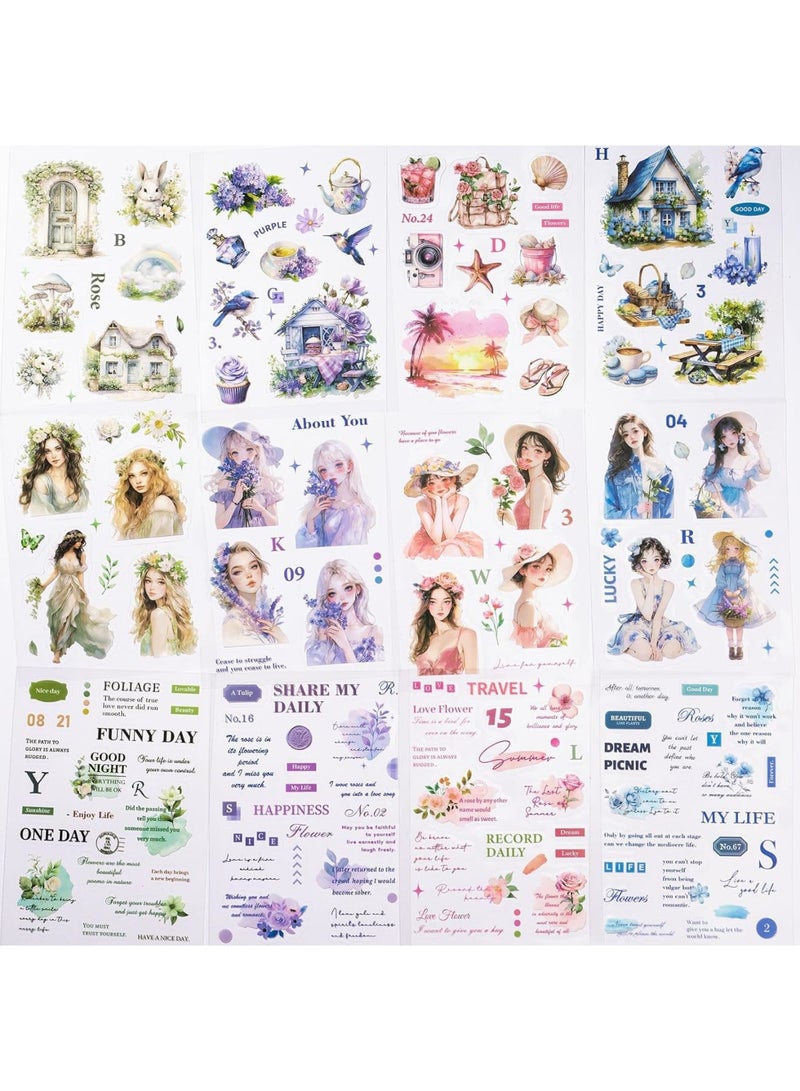 SYOSI Journaling Stickers Set, Romantic Seasons Scrapbook Stickers for Adults, Pre-Cut Transparent PET Decorative Labels for Junk Journals, Bullet Journals & Crafting, Floral/Vintage Designs (40-Sheet) - Image 5