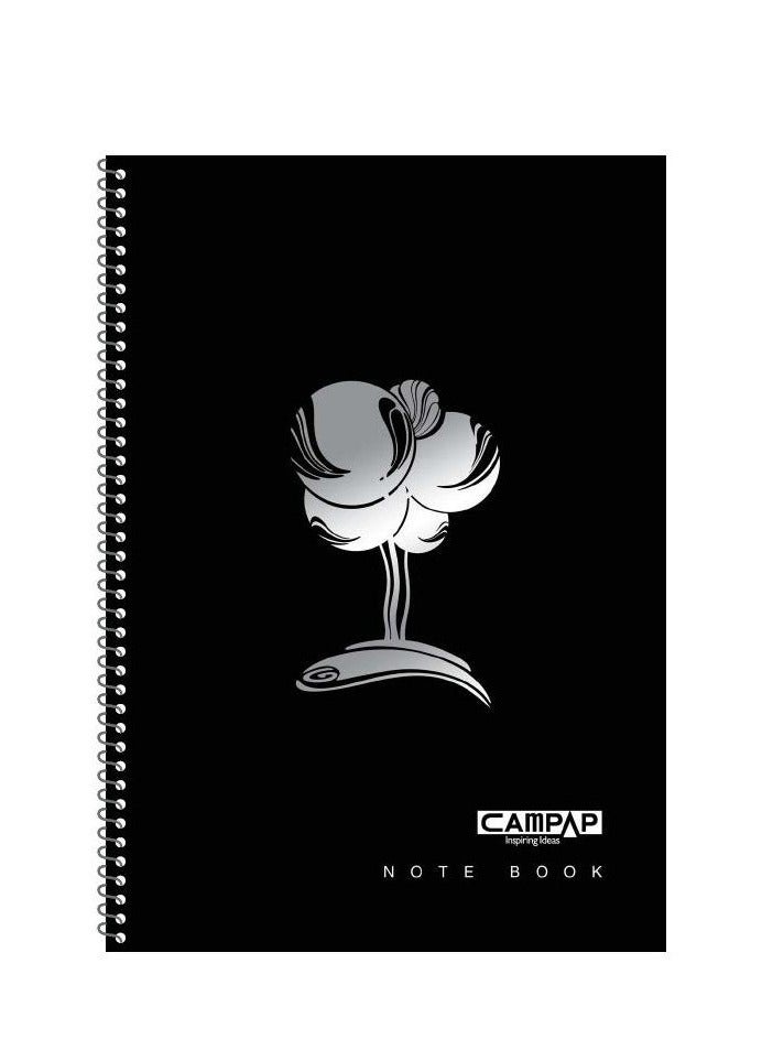 Notebook Gold Stripe B5 200 Pages (100 Sheets) Lined Black