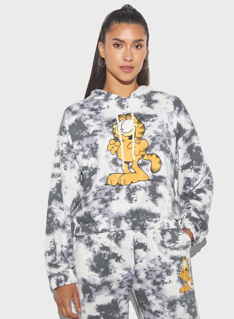 اس بي كاركترز Garfield Print Drawstring Detail Hoodie