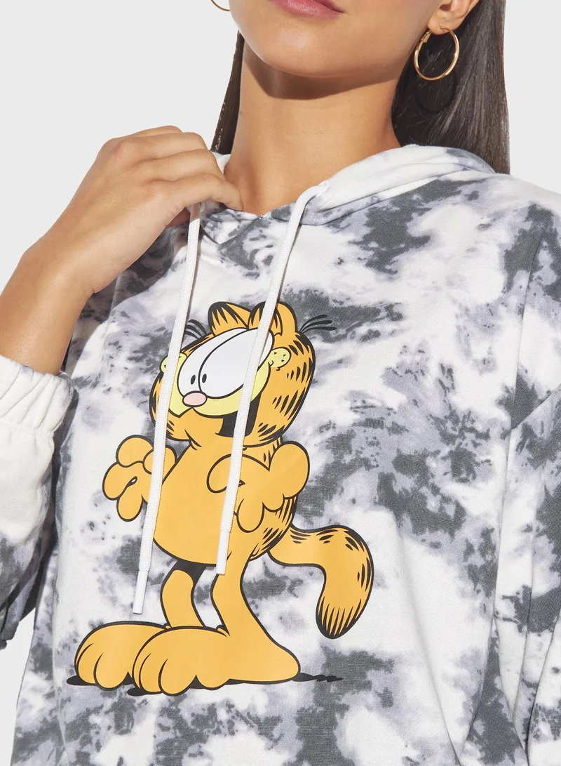 اس بي كاركترز Garfield Print Drawstring Detail Hoodie
