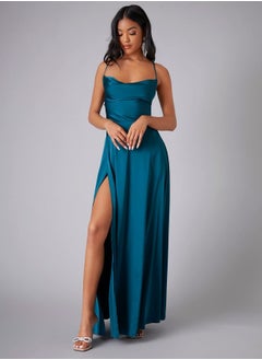 New Women's Slim Slim Fit Open Back Strap Waist Wrap Dress Long Dress
