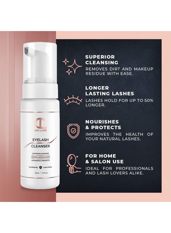 CICI Lash Lash Shampoo Foaming Cleanser & Brush (50Ml) | Gentle Foam Wash For Eyelash Extensions | Paraben & Sulfate Free | Eyelid Wash & Makeup/Oil Remover | For Home Care & Beauty Salon Supplies - Image 3