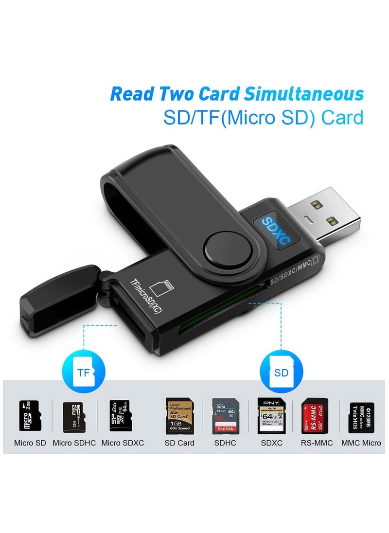 SYOSI - USB 3.0 SD Card Reader, Micro Memory Card Adapter with Card Cap for TF/ Micro SDXC/ Micro SDHC/ Micro SD/ SD/ SDXC/ SDHC/ UHS-I Card USB SD Card Reader Compatible with Windows, OS, Android - Image 1