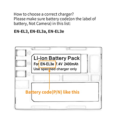Norifon EN-EL3 USB Charger for Nikon D100, D100 SLR, D200, D300, D300s, D50, D70, D70s, D80, D90, DSLR D700 Camera and More - Image 3