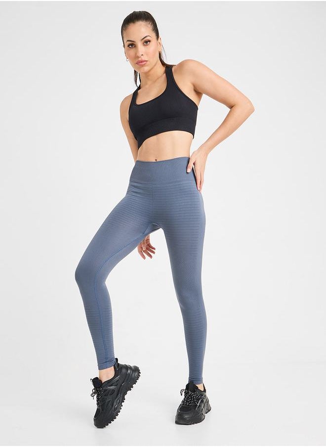 Styli - Seamless Knee Jacquard Pattern Leggings - Image 1