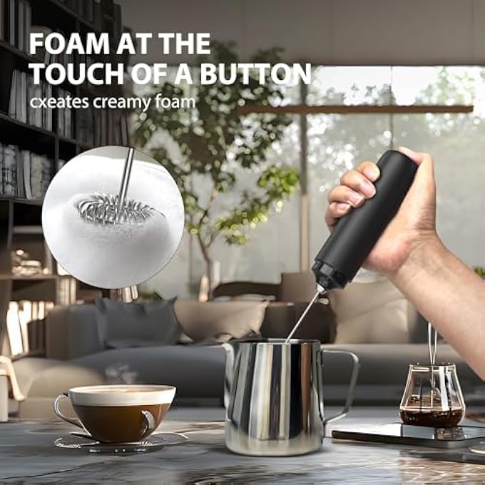 Unity Milk Frother With Cover BatteryOperated Electric Foam Maker Frother Wand Whisk Drink Mixer  Foamer For Coffee Latte Cappuccino Frappe Drink Hot Chocolate Black - Image 4