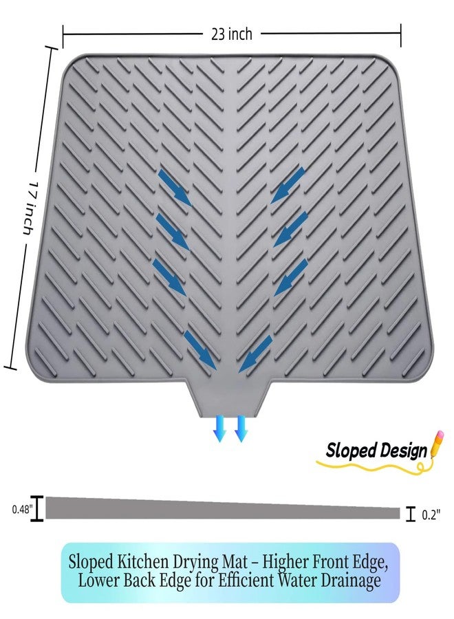 LKYLIVE Silicone Dish Drying Mat with Drain Lip, Extra Large Dish Draining Mat for Kitchen Counter,Easy to Clean Drying Pad,BPA Free - Image 2