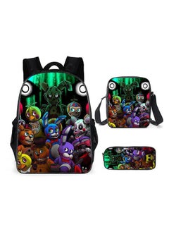 Cross-border new product toy bear backpack primary and secondary school students schoolbag animation cartoon backpack sack pen bag three-piece set,Type B - 17 inches - teddy bear