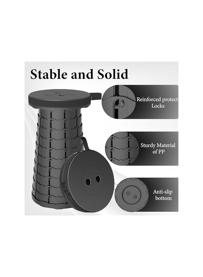 PROMASS 2025 Upgraded Portable Collapsible Folding Stool,Retractable Telescoping Foldable Camping Stool Adsjustable Stool For Adults For Outdoor Fishing Hiking Gardening Travel Bbq Max Loading 200Kg - Image 3