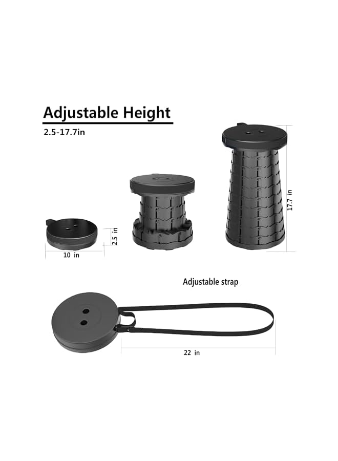 PROMASS 2025 Upgraded Portable Collapsible Folding Stool,Retractable Telescoping Foldable Camping Stool Adsjustable Stool For Adults For Outdoor Fishing Hiking Gardening Travel Bbq Max Loading 200Kg - Image 4