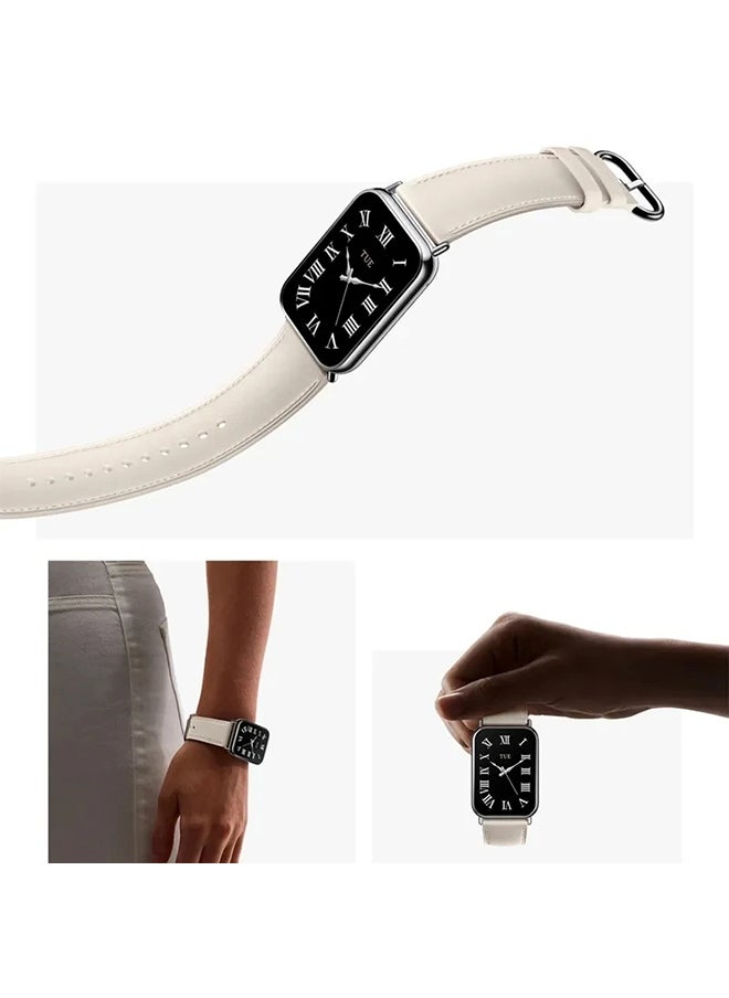 O Ozone أحزمة جلدية متوافقة مع سوار Xiaomi Smart Band 8 Pro، حزام جلدي بديل لساعة المعصم الذكية للنساء والرجال - أزرق  - Image 5