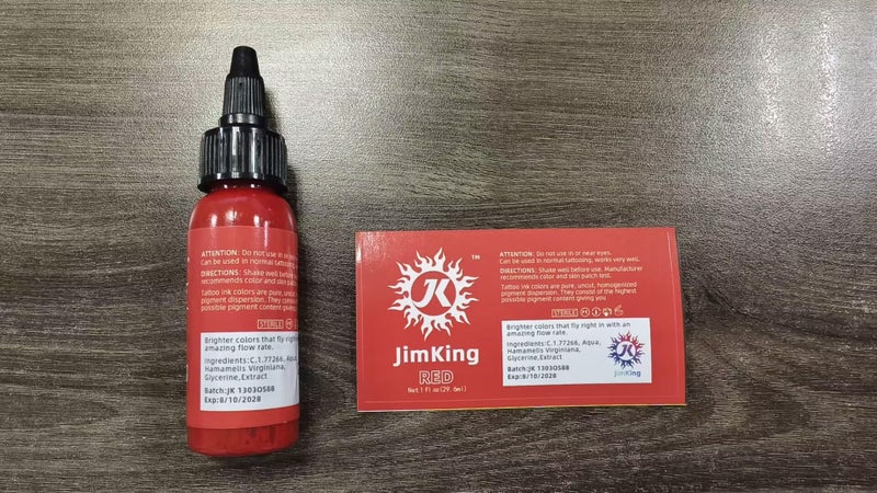 JimKing 30ml Tattoo Ink, Tattoo Color Supply, Black Pigment Natural Plant Tattoo Ink for Permanent Makeup Tattoos (Red) - Image 5