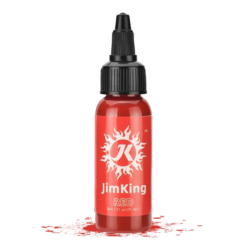 JimKing 30ml Tattoo Ink, Tattoo Color Supply, Black Pigment Natural Plant Tattoo Ink for Permanent Makeup Tattoos (Red) - Image 1