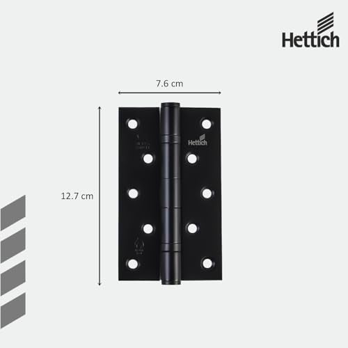 Hettich SS304 Ball Bearing Hinge 3.5 Inch Square Corner with Screws | Z Hole, 80kg Load | Premium Door Hinge for Main Door & Windows | Pack of 1 (2 Hinges) - Image 2