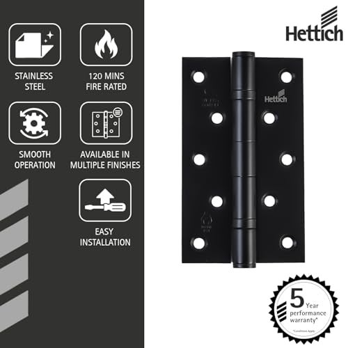 Hettich SS304 Ball Bearing Hinge 3.5 Inch Square Corner with Screws | Z Hole, 80kg Load | Premium Door Hinge for Main Door & Windows | Pack of 1 (2 Hinges) - Image 4