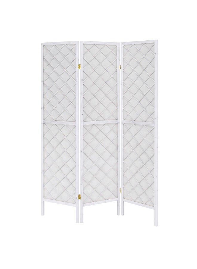 DANUBE HOME Sandra 3-Panel Divider Folding Room Divider Stylish Privacy Screen Modern White Partition Adjustable Folding Privacy Panel For Living Room And office â€“ White