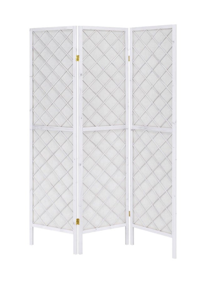 DANUBE HOME Sandra 3-Panel Divider Folding Room Divider Stylish Privacy Screen Modern White Partition Adjustable Folding Privacy Panel For Living Room And office â€“ White 
