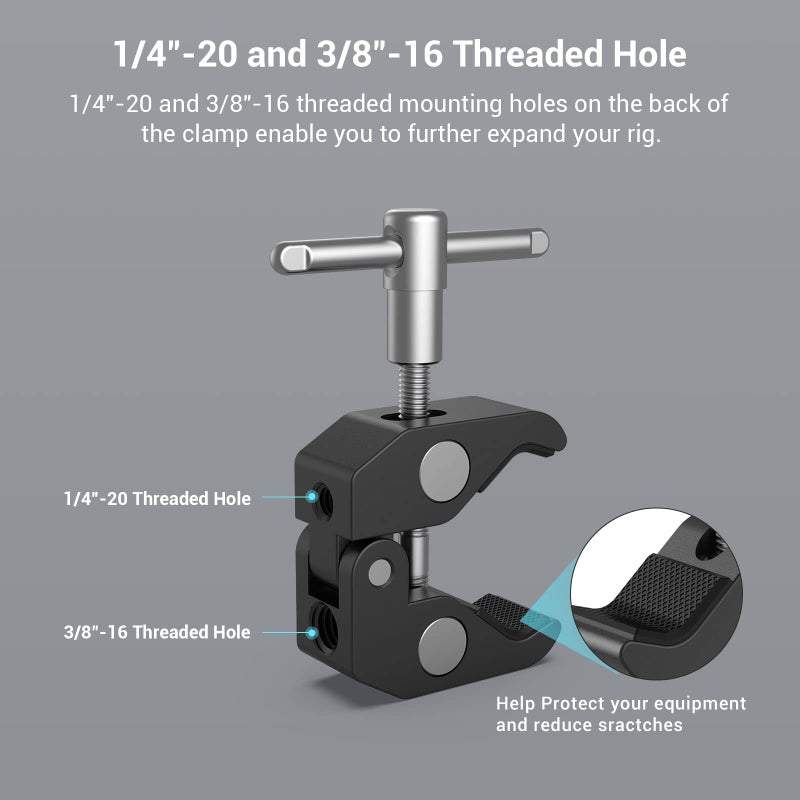 SMALLRIG Super Clamp w/ 1/4" and 3/8" Thread and 5.8 Inches Adjustable Friction Power Articulating Magic Arm with 1/4" Thread Screw for LCD Monitor/LED Lights - KBUM2730 - Image 4