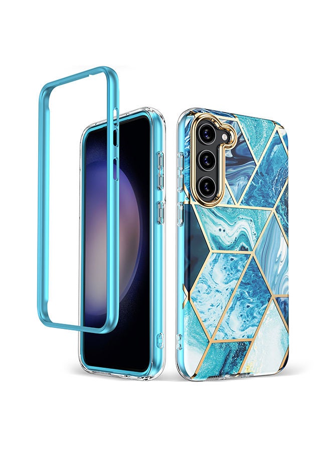 O Ozone Case for Samsung Galaxy S23 Plus Case Full-Body Smooth Gloss Finish Marble Shockproof Bumper Slim Phone Cases (Blue) - Image 1
