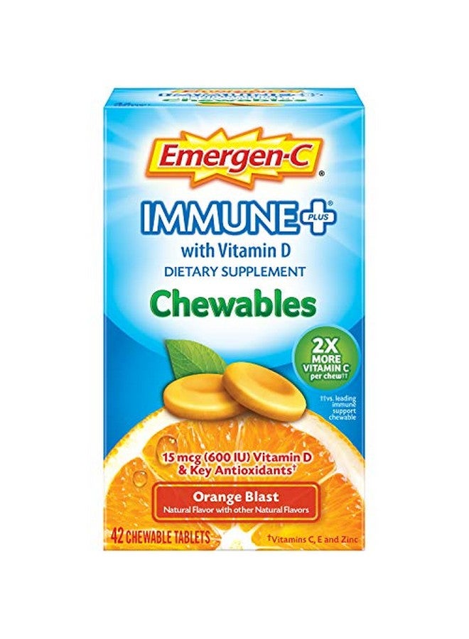 Emergen-C Immune+ Chewables 1000Mg Vitamin C With Vitamin D Tablet Immune Support Dietary Supplement For Immunity Orange Blast Flavor 42 Count - Image 1