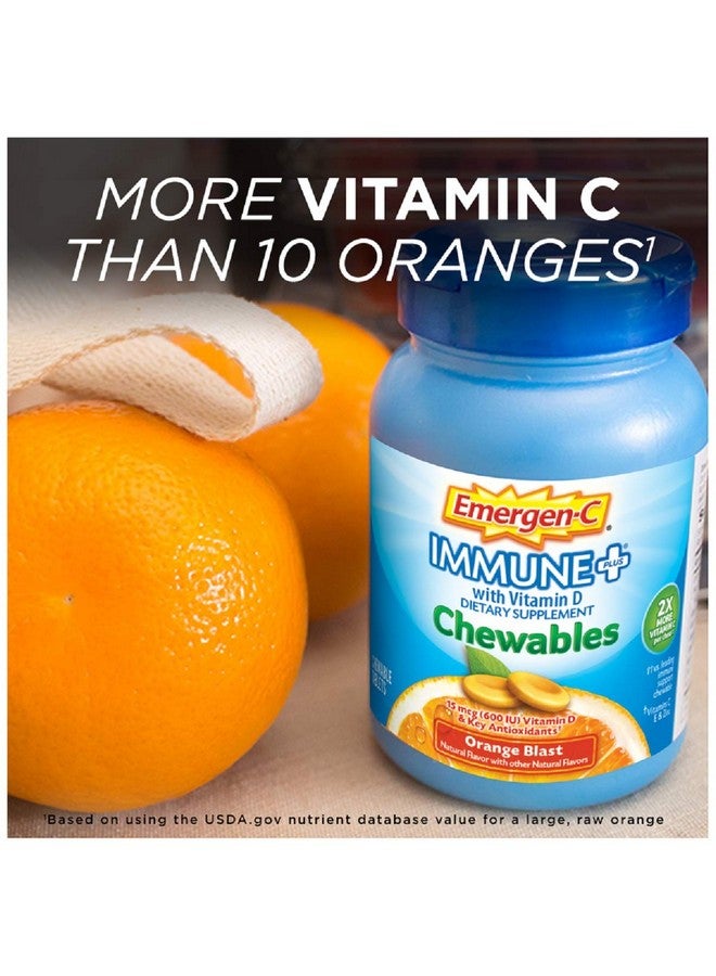 Emergen-C Immune+ Chewables 1000Mg Vitamin C With Vitamin D Tablet Immune Support Dietary Supplement For Immunity Orange Blast Flavor 42 Count - Image 5