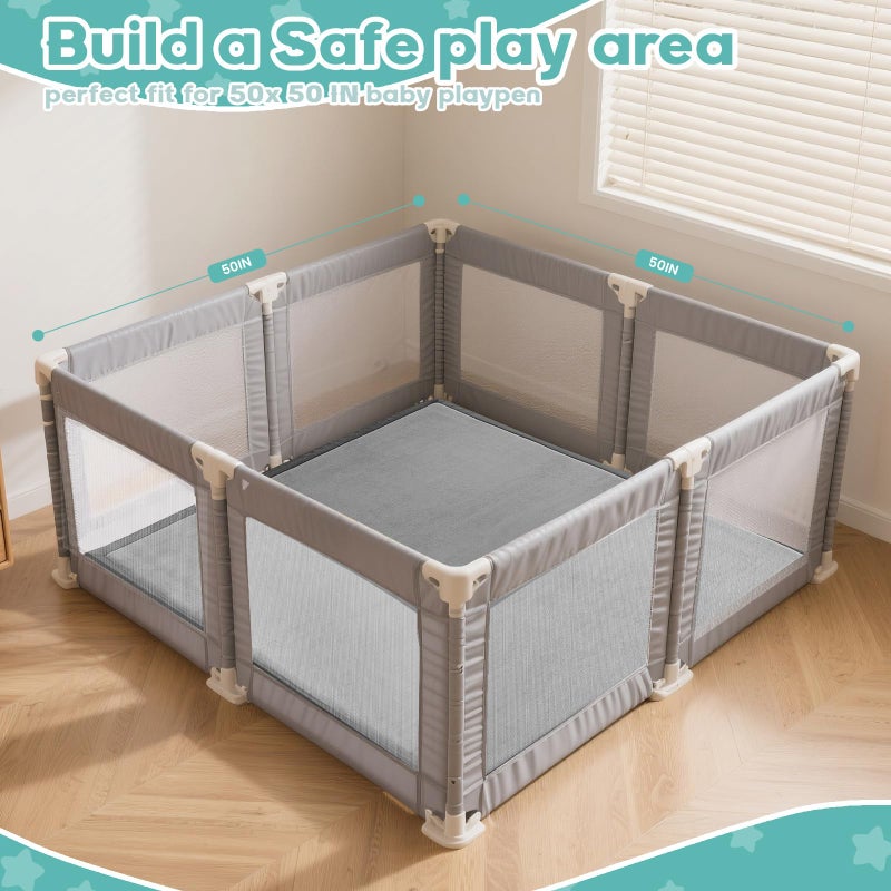 RONGFA Baby Play Mat for Floor, 71'' x 59'' Thicken Foam Soft Padded Playmat for Tummy Time, Playpen Mat for Toddlers, Water-Repellent Coral Velvet, Non-slip Bottom Safe for Crawling (Dark Grey) - Image 4