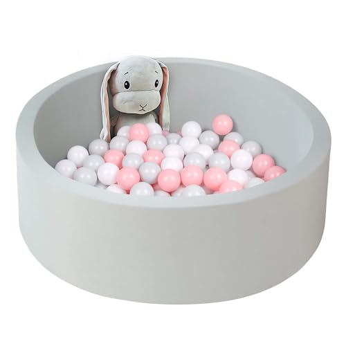 UHAPPYEE Soft Ball Pit for Toddler 35 x 12 Foam Ball Pit with Removable Cover Indoor Memory Sponge Round Ball Without Balls  Light Grey - Image 1