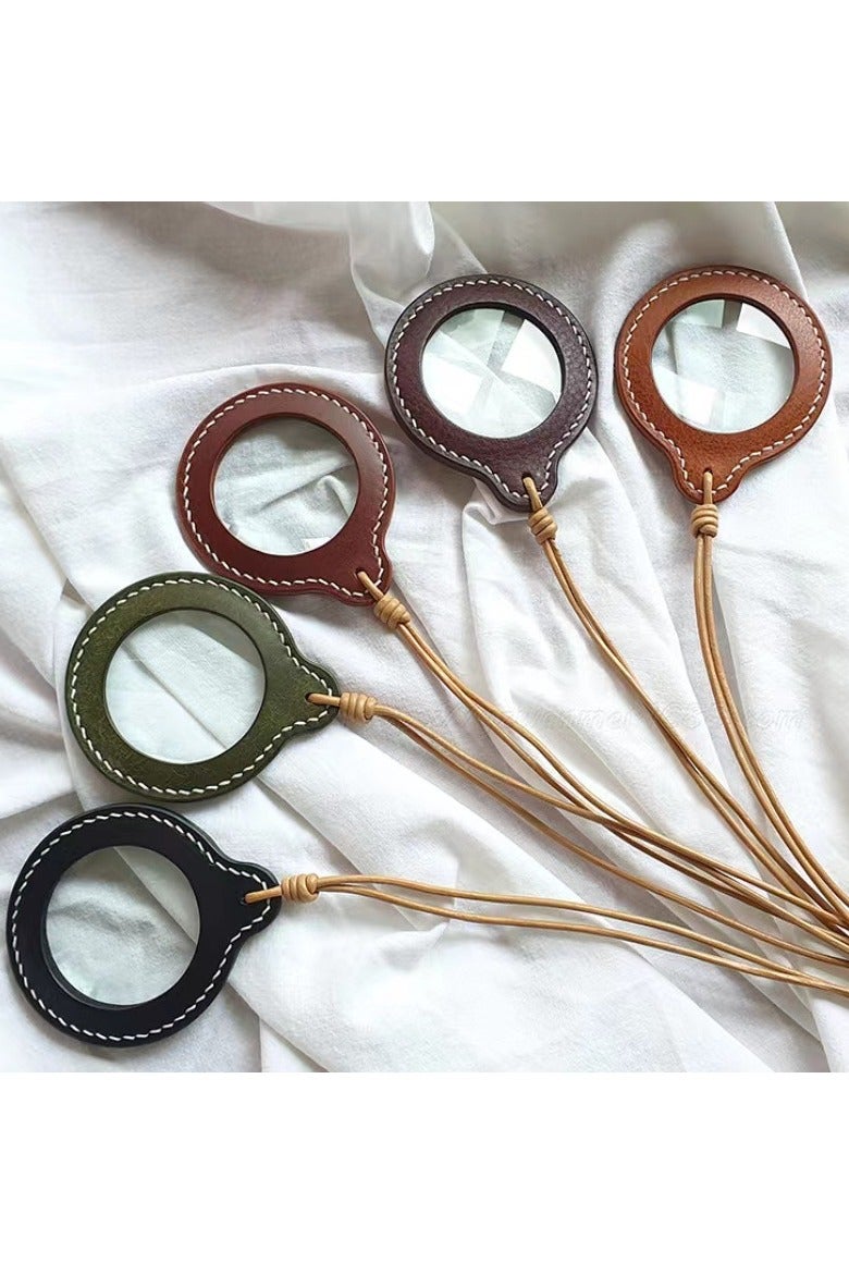 general Simple solid-color adjustable neck-mounted magnifying glass leather case for the elderly, a high-power portable magnifying glass protection case for the elderly. - Image 2