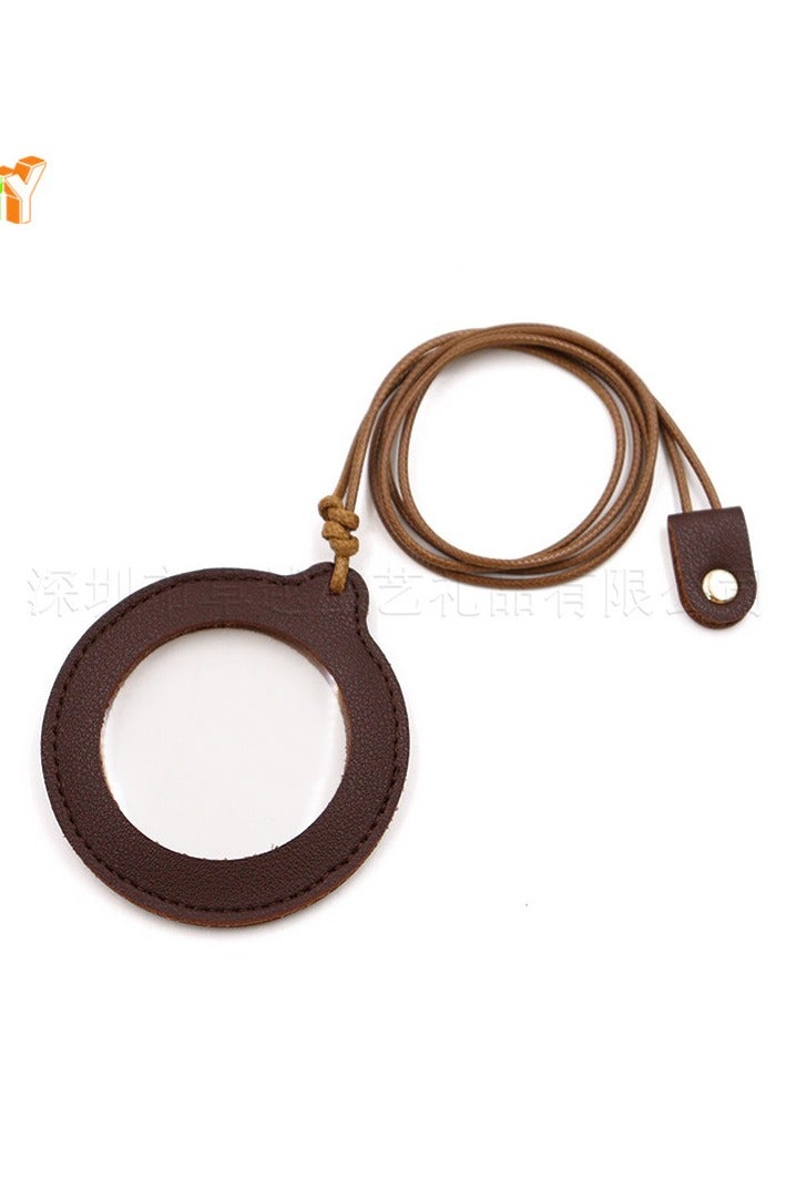 general Simple solid-color adjustable neck-mounted magnifying glass leather case for the elderly, a high-power portable magnifying glass protection case for the elderly. - Image 1