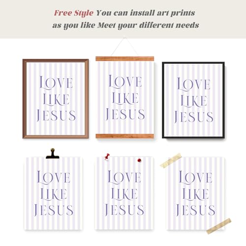 LARTSFRO Coquette Purple Bow Jesus Wall Art Decor Posters, Purple Bow Christian Room Bedroom Bathroom Dorm Wall Art Decor Aesthetic for Teen Girls Gifts, Inspirational Bible Verses Bow Wall Decor, 10x8 Inch Set of 4 Bow Pictures (UNFRAMED) - Image 4