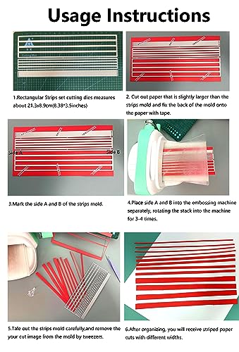 Mvchifay Cutting Dies Metal Stencils Scrapbooking Tool DIY Craft Carbon Steel Embossing Template for Paper Card Making (Rectangular Strips set-21.3x8.9cm) - Image 5