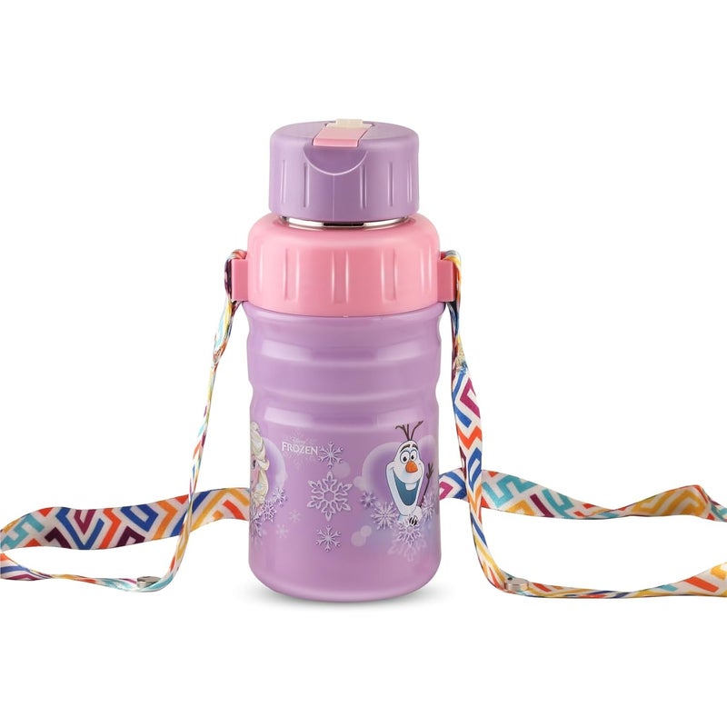 JAYPEE زجاجة مياه معزولة من الفولاذ المقاوم للصدأ JAYPEE سعة 500 مل مع غطاء قابل للطي، تصميم مجمد باللون البنفسجي، مانعة للتسرب، خالية من BPA، مناسبة للطعام، زجاجة مدرسية، زجاجة نزهة وزجاجة شرب للأطفال - Image 1