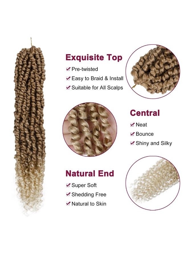 Passion Twist Hair - 8 Packs 22 Inch Passion Twist Crochet Hair For Women, Crochet Pretwisted Curly Hair Passion Twists Synthetic Braiding Hair Extensions (22 Inch 8 Packs, T27/613)
