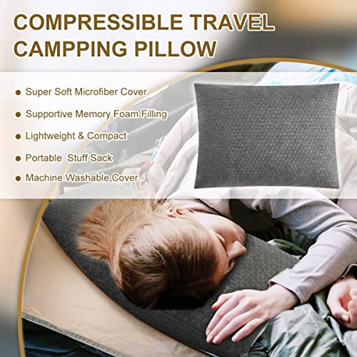 Ivellow Memory Foam Travel Pillow Compressible Camping Pillow for Sleeping Shredded Memory Foam Pillow Compact Firm Supportive Travel Pillow for Adults Kids Outdoor Backpacking Hiking Essential Gear-S - Image 2