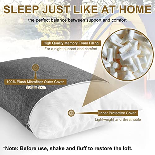 Ivellow Memory Foam Travel Pillow Compressible Camping Pillow for Sleeping Shredded Memory Foam Pillow Compact Firm Supportive Travel Pillow for Adults Kids Outdoor Backpacking Hiking Essential Gear-S - Image 3