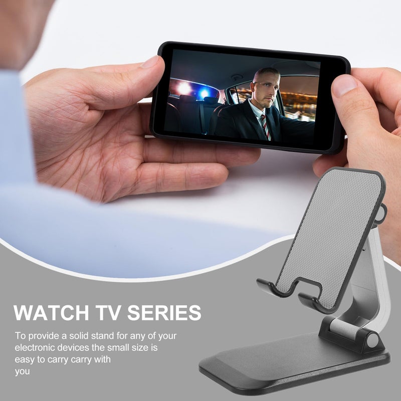Foldable Metal Phone Tablet Stand Portable Holder Weighted Base Black - Image 5
