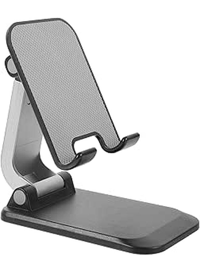 Foldable Metal Phone Tablet Stand Portable Holder Weighted Base Black - Image 1