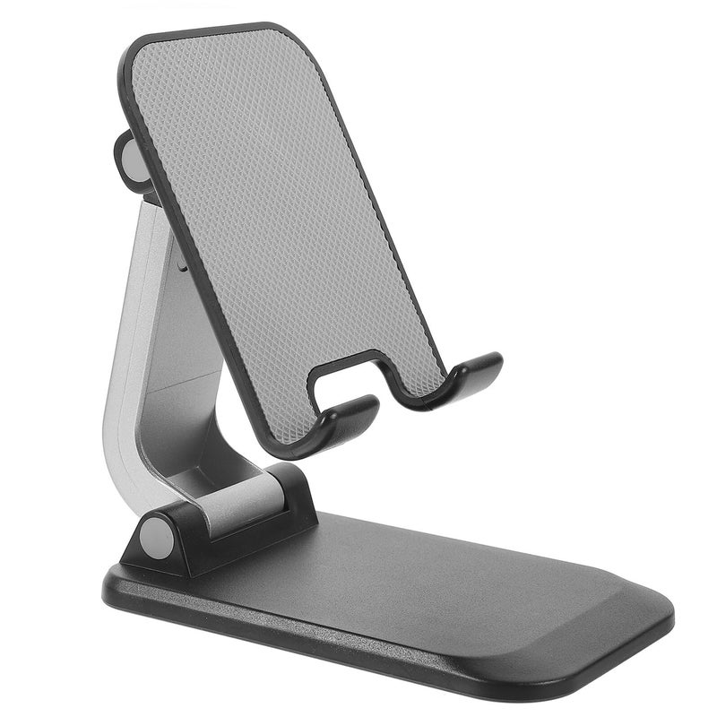 Foldable Metal Phone Tablet Stand Portable Holder Weighted Base Black - Image 2