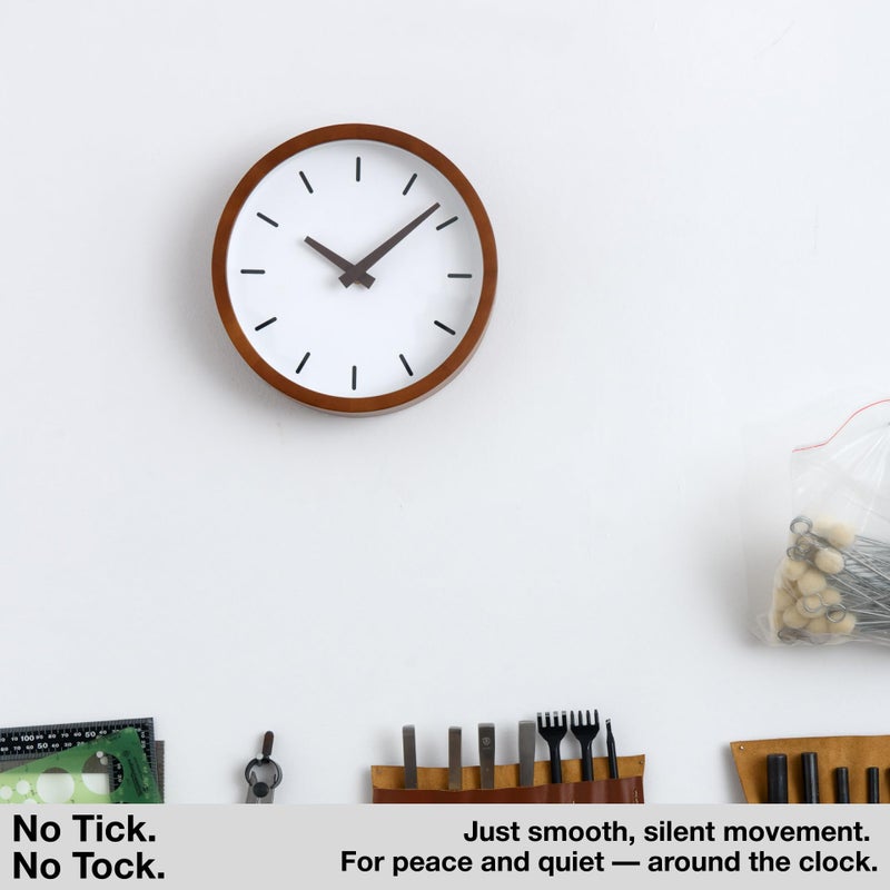 Driini Modern Mid Century Wood Analog Wall Clock (9") - Battery Operated with Silent Sweep Movement - Small Decorative Wooden Clocks for Bedrooms, Bathroom, Kitchen, Living Room, or Officeâ€¦ - Image 4